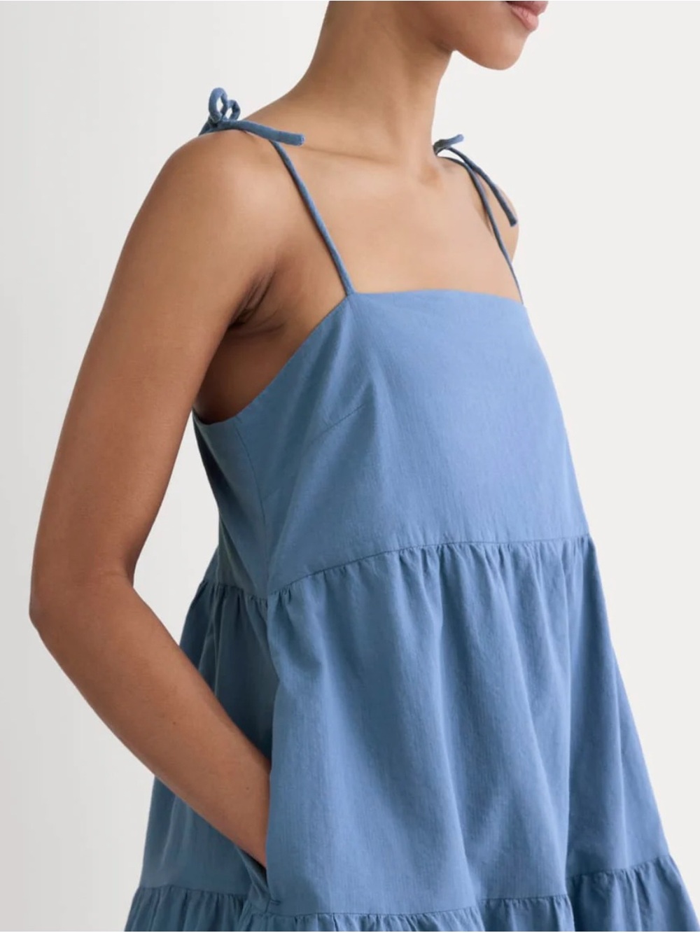 NWT Everlane Gauze Tiered Mini Dress Blue Cobalt, Large